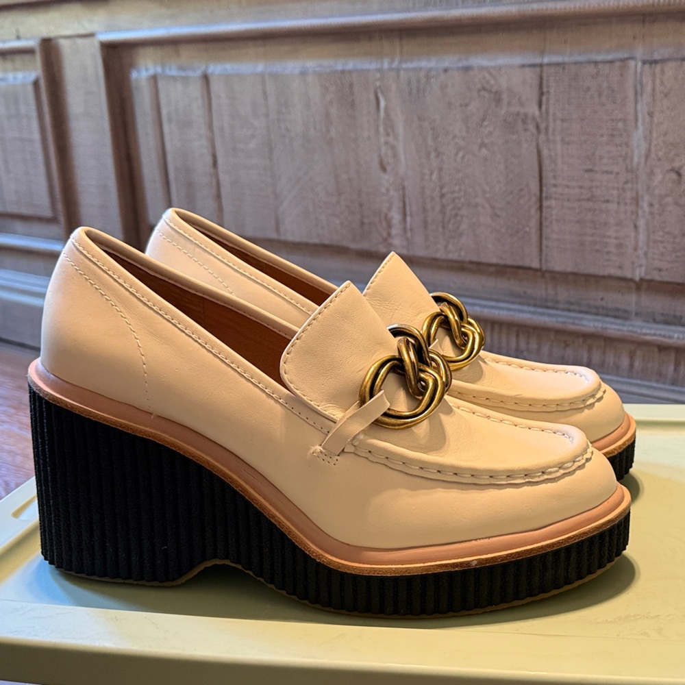 Dolce Vita Pink Loafers with Gold Chain